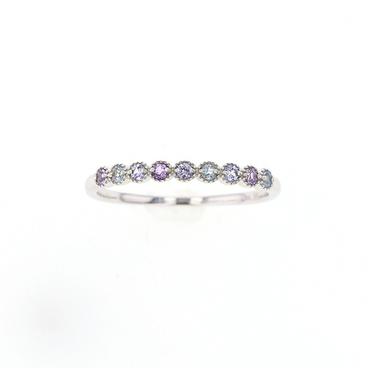 K10 YG PG WG マルチ カラーストーン リング ハーフエタニティ 誕生石 プレゼント レディース 彼女 妻 30代 40代 イエローゴールド ピンクゴールド ホワイトゴールド フラワー 花