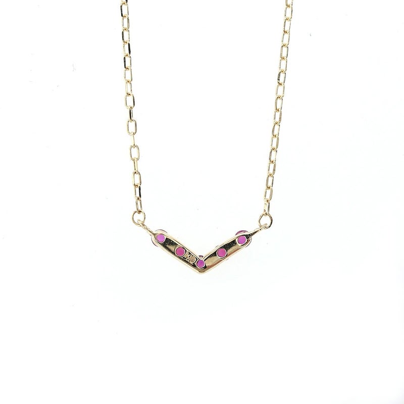 10 YG ルビー ネックレス イエローゴールド 誕生石 7月 V字