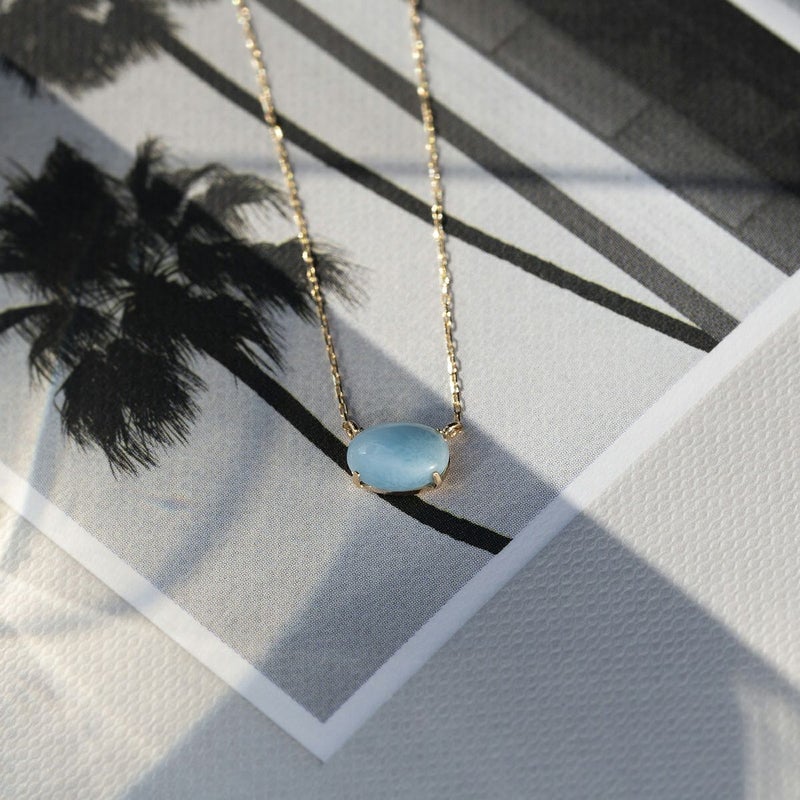 K10 YG ラリマー ネックレス イエローゴールド レディース 天然石 ドルフィンストーン パワーストーン ブルー 妻 彼女 誕生日プレゼント ギフト プレゼント