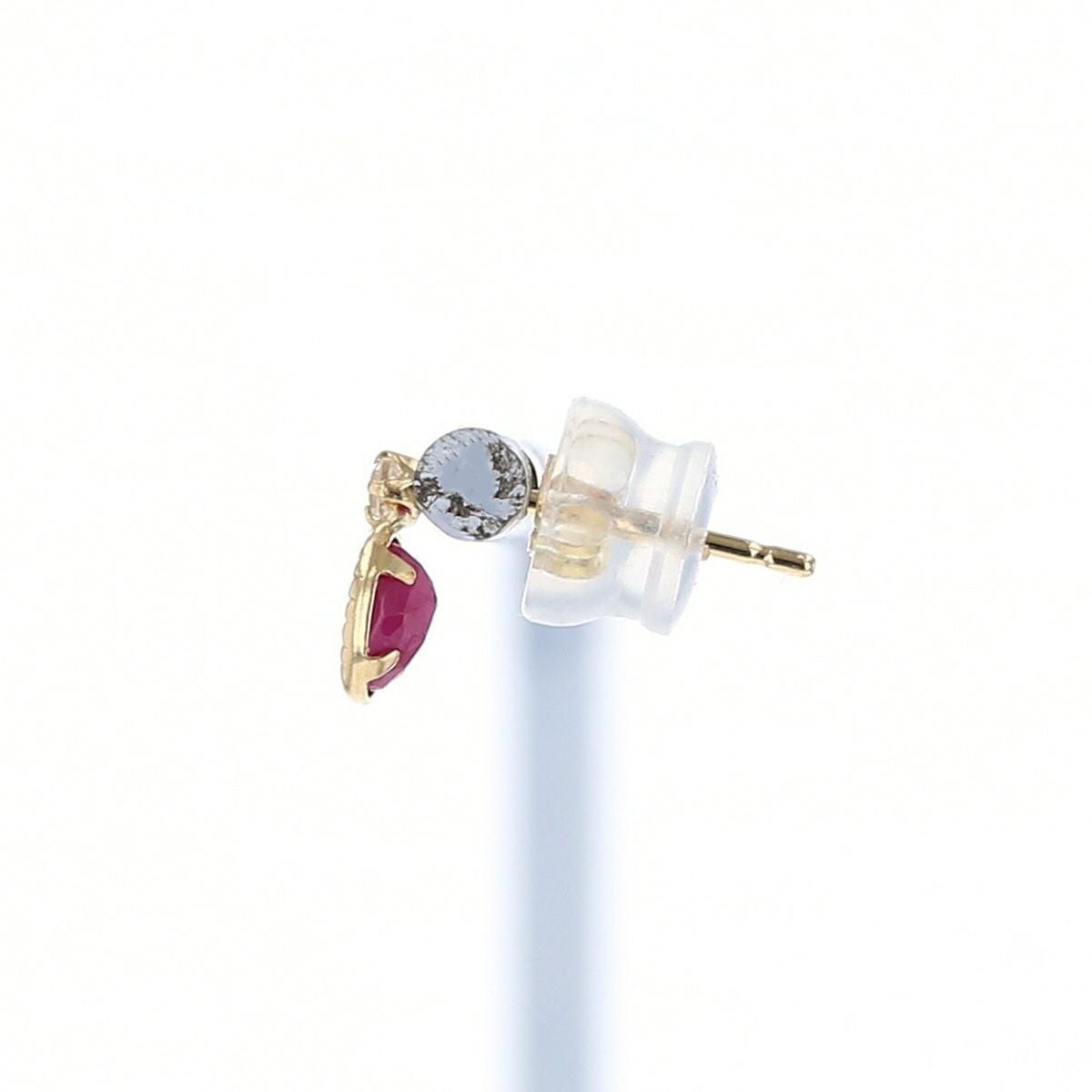 K18 YG ルビー ピアス ホワイトトパーズ レディース 誕生石 7月 誕生日 18金 イエローゴールド 妻 彼女 ギフト 誕生日プレゼント