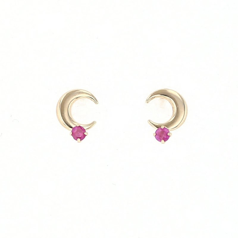 K10 YG ルビー ピアス 月 三日月 10k 7月 誕生石 イエローゴールド レディース 彼女 妻 プレゼント ラッキーモチーフ