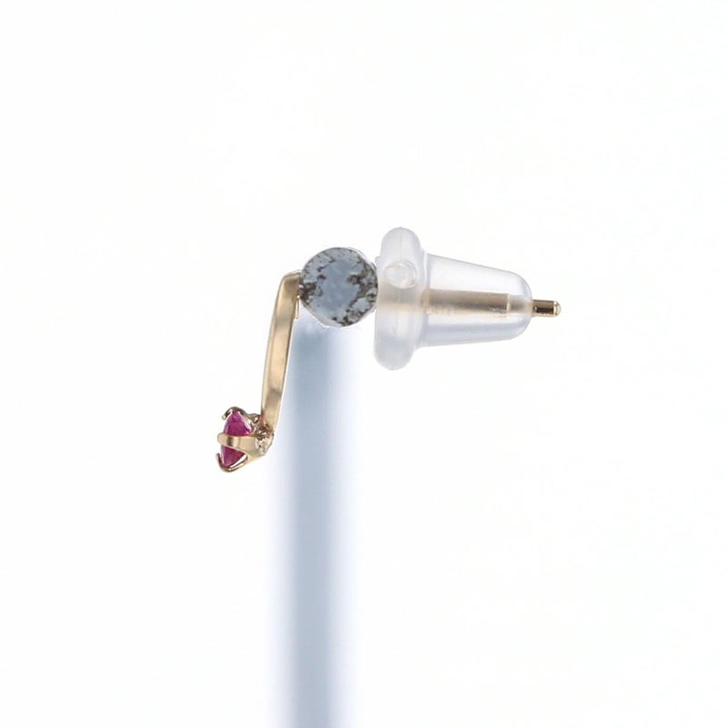 K10 YG ルビー ピアス 月 三日月 10k 7月 誕生石 イエローゴールド レディース 彼女 妻 プレゼント ラッキーモチーフ