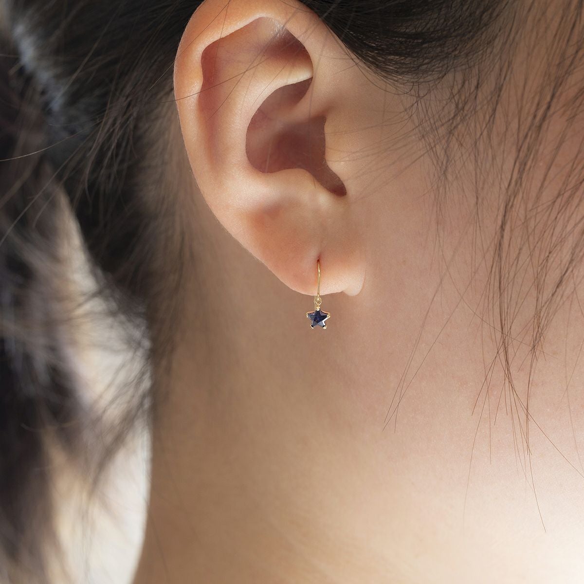 K10 YG キュービックジルコニア フックピアス ピアス ブルー 星 スター ゴールド イエローゴールド レディース 10金 CZ 誕生日プレゼント ギフト 20代 30代 40代 女性 彼女 妻