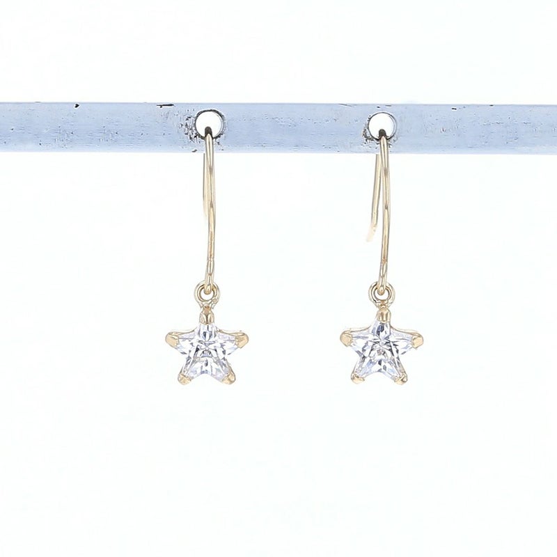 K10 YG キュービックジルコニア ピアス フックピアス 星 スター ゴールド イエローゴールド レディース 10金 CZ 誕生日プレゼント ギフト 20代 30代 40代 女性 彼女 妻