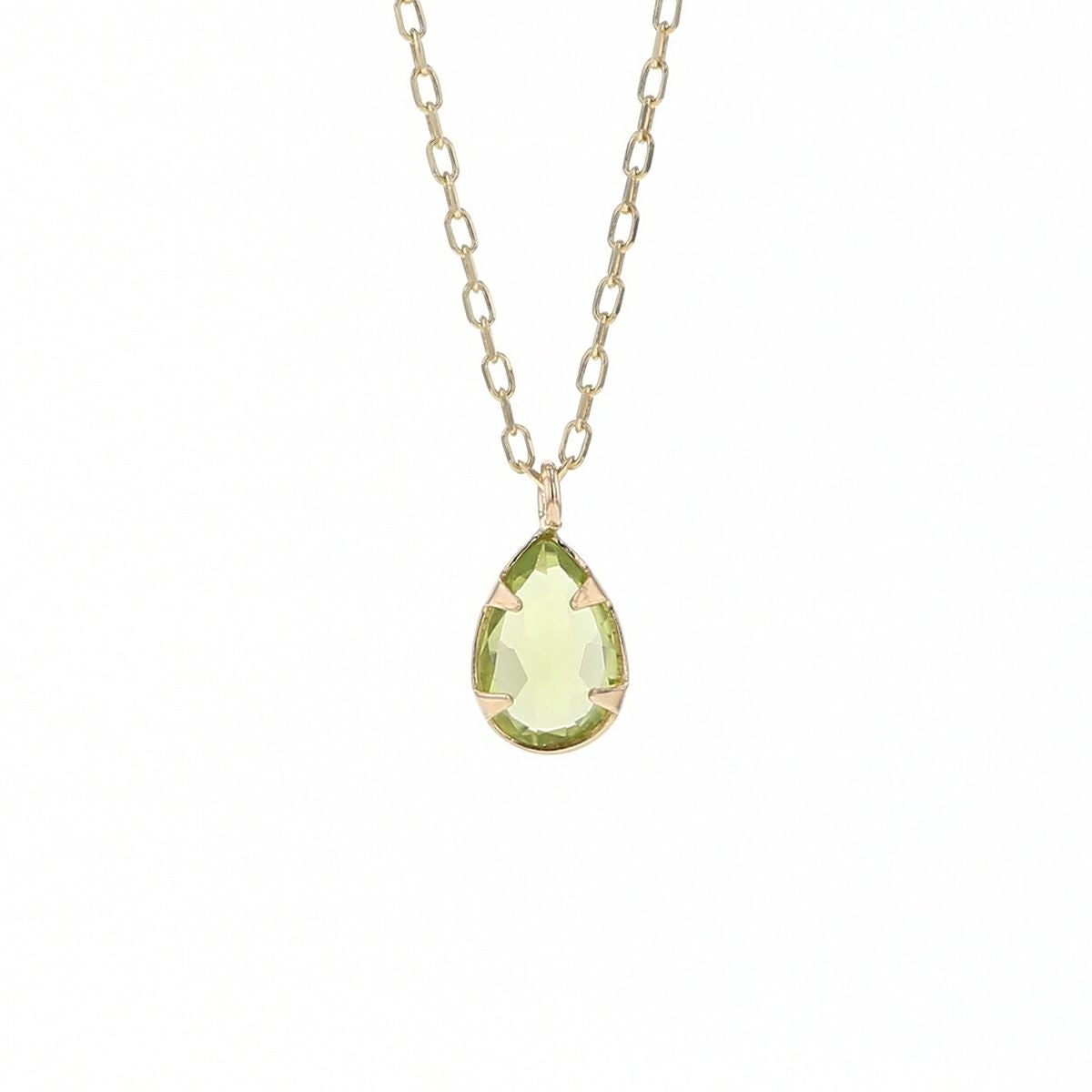 K10 YG ペリドット ネックレス イエローゴールド ドロップ 雫 ペアシェイプ レディース 8月 誕生石 誕生日プレゼント 彼女 妻 30代 40代 可愛い 華奢