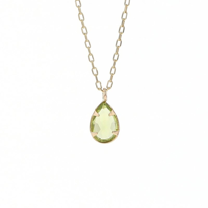K10 YG ペリドット ネックレス イエローゴールド ドロップ 雫 ペアシェイプ レディース 8月 誕生石 誕生日プレゼント 彼女 妻 30代 40代 可愛い 華奢