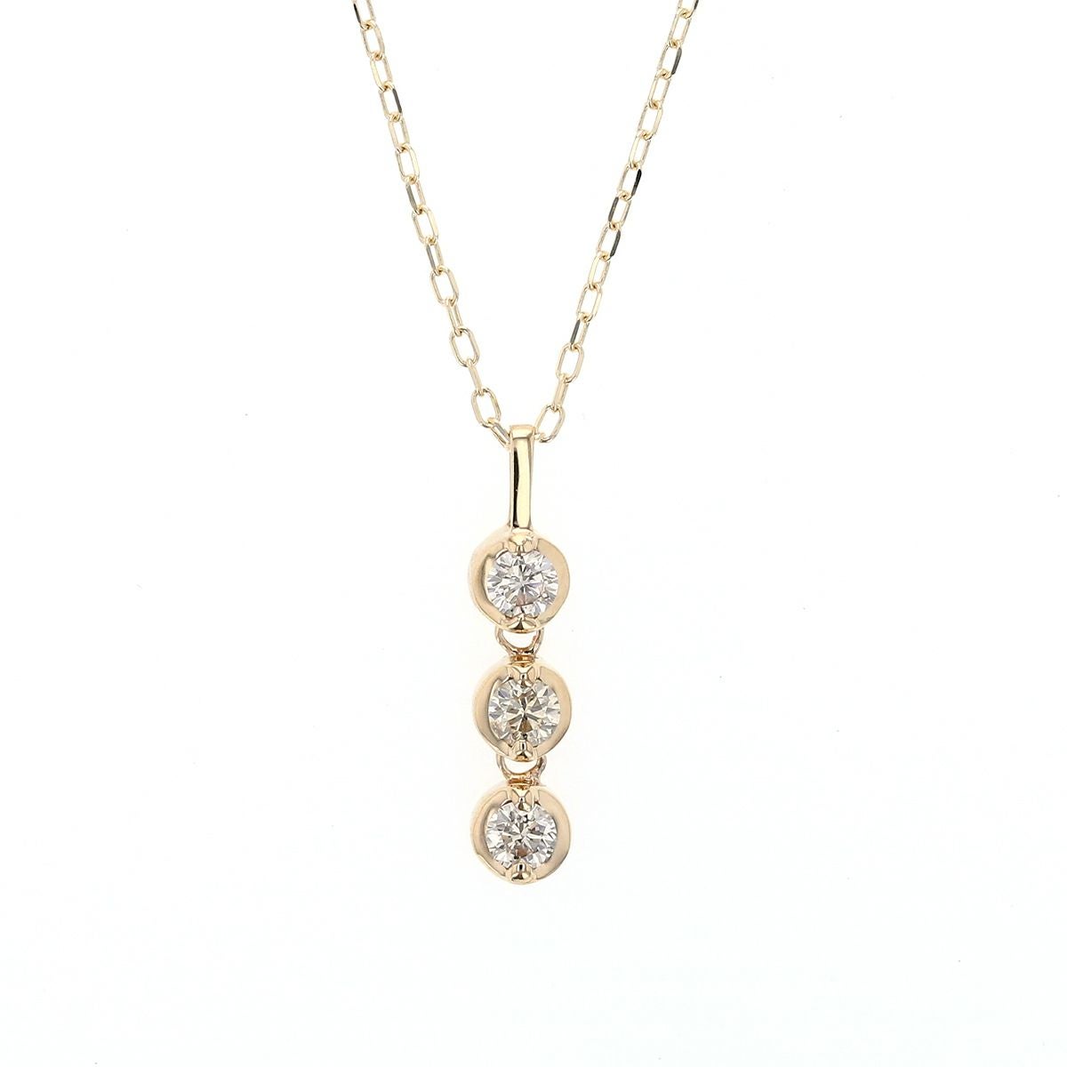 K10 YG ダイヤモンド ペンダントトップ ネックレストップ 妻 彼女 レディース 誕生日プレゼント ギフト イエローゴールド 10K トリロジー 3ストーン