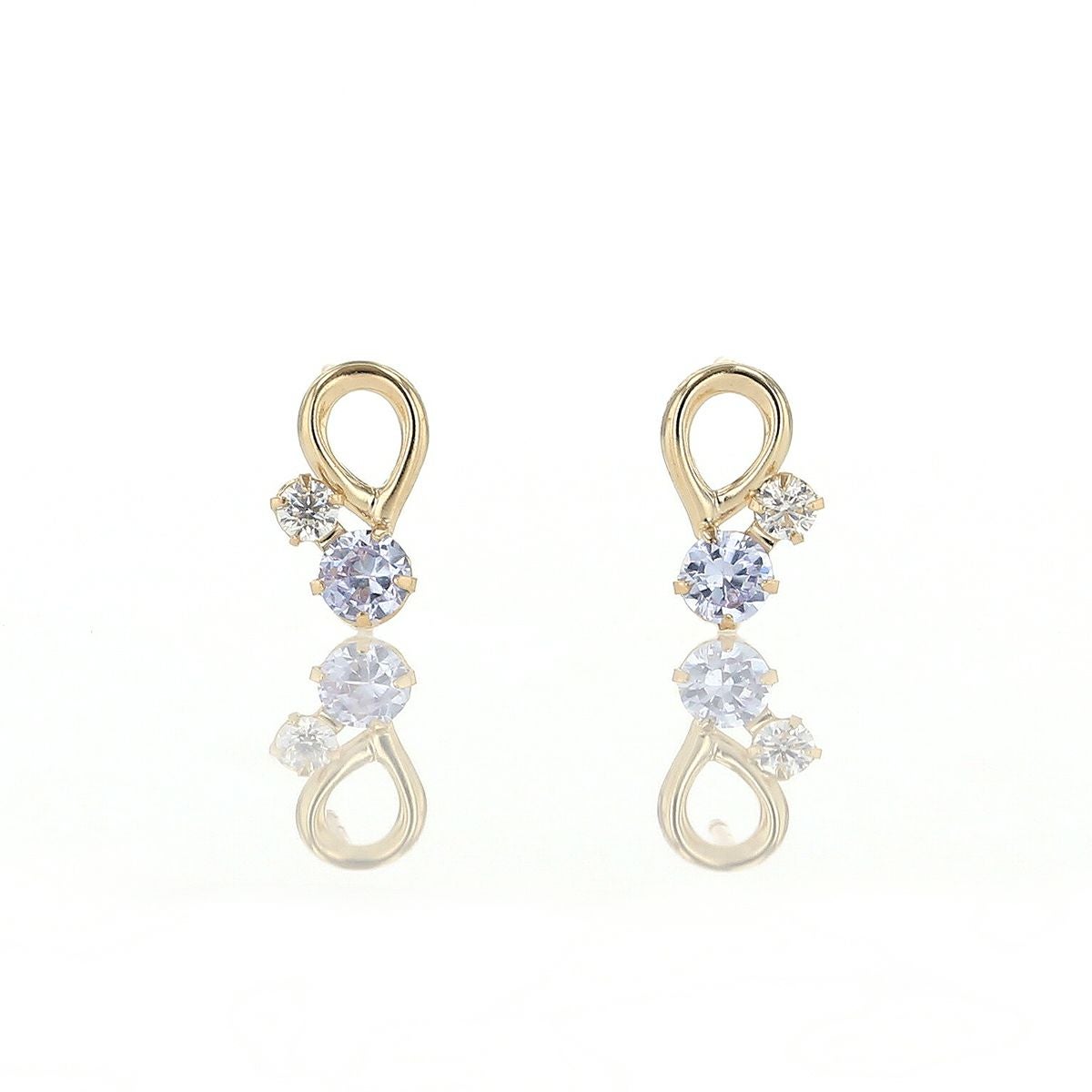 K10 YG キュービックジルコニア ピアス ゴールド レディース 10金 CZ 誕生日プレゼント ギフト 20代 30代 40代 女性 彼女 妻 イエローゴールド ラベンダー