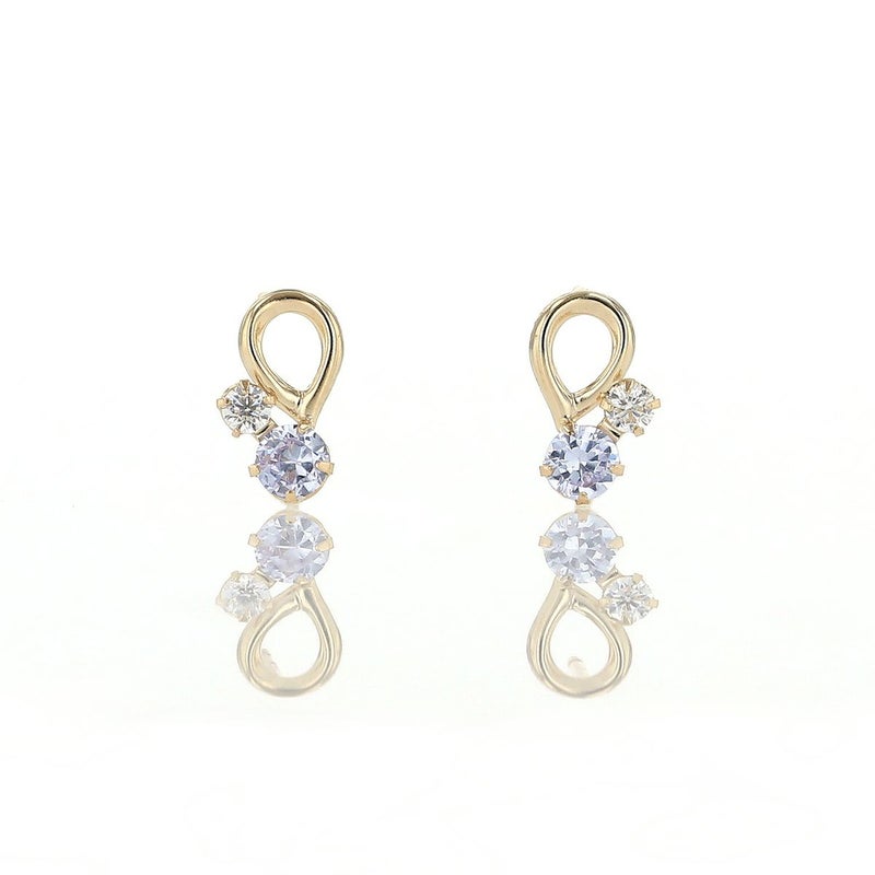 K10 YG キュービックジルコニア ピアス ゴールド レディース 10金 CZ 誕生日プレゼント ギフト 20代 30代 40代 女性 彼女 妻 イエローゴールド ラベンダー