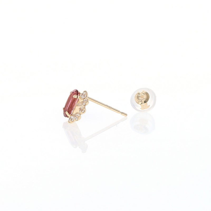 K10 YG ピンクトルマリン キュービックジルコニア ピアス イエローゴールド 10金 10月 誕生石 誕生日 プレゼント レディース 20代 30代 40代 10k k1