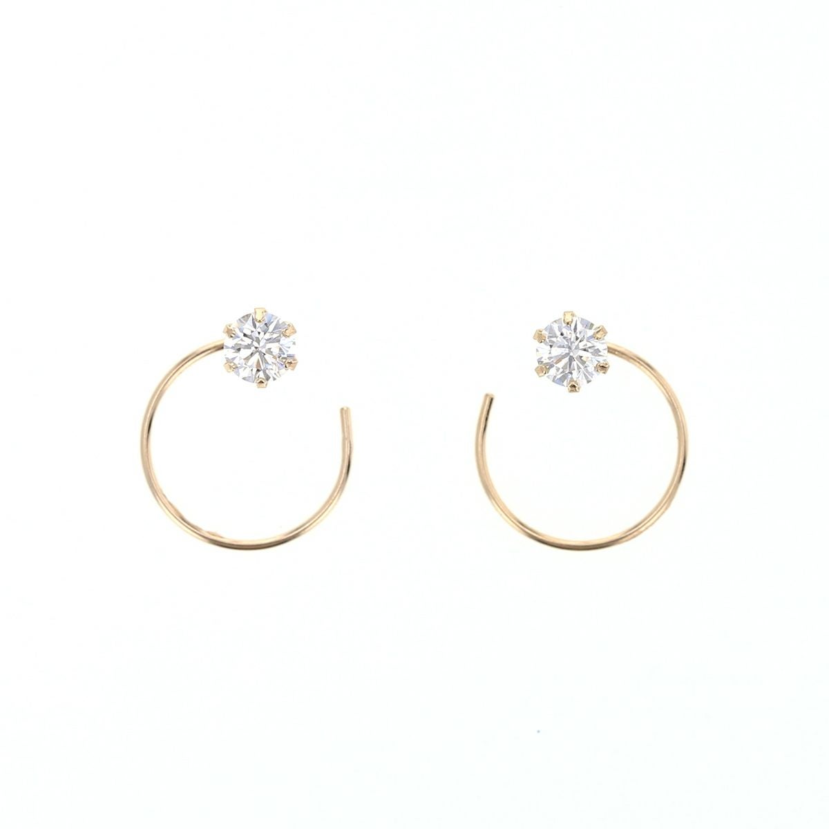 K10 YG キュービックジルコニア キャッチレスフープピアス フープピアス キャッチレス イエローゴールド　10金 CZ 誕生日プレゼント 誕生日 20代 30代 40代 女性 彼女 レディース 妻 ギフト