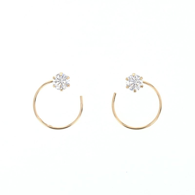 K10 YG キュービックジルコニア キャッチレスフープピアス フープピアス キャッチレス イエローゴールド　10金 CZ 誕生日プレゼント 誕生日 20代 30代 40代 女性 彼女 レディース 妻 ギフト