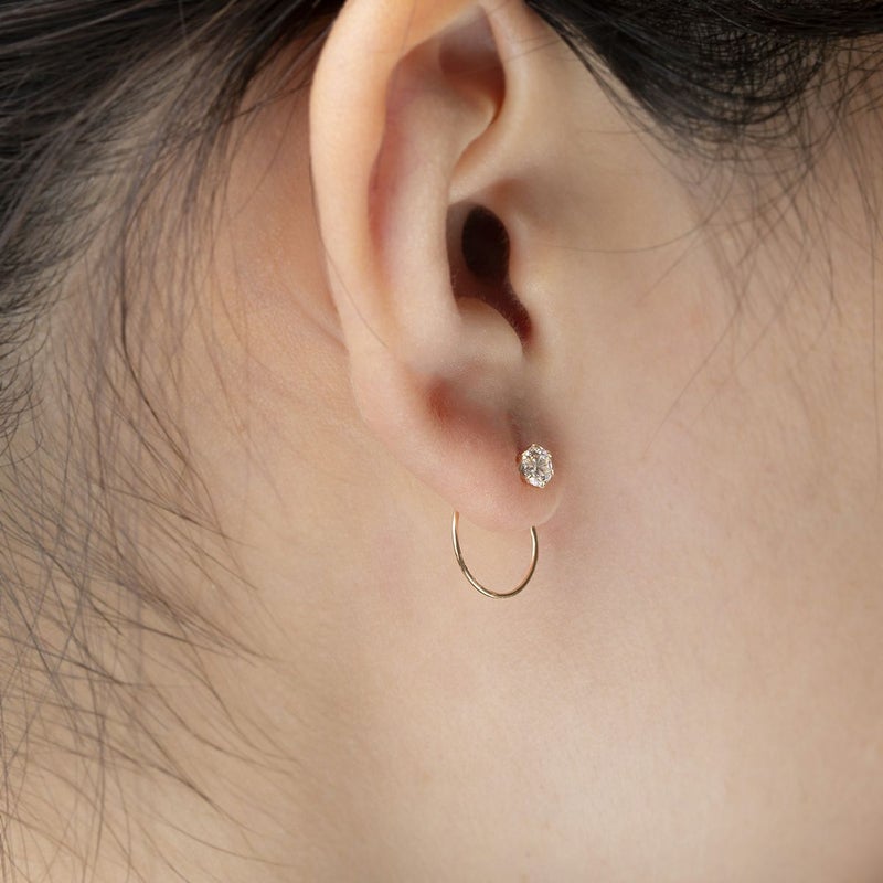 K10 YG キュービックジルコニア キャッチレスフープピアス フープピアス キャッチレス イエローゴールド　10金 CZ 誕生日プレゼント 誕生日 20代 30代 40代 女性 彼女 レディース 妻 ギフト