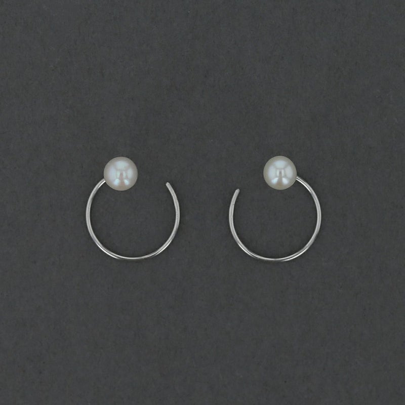 K10 WG 淡水パール キャッチレスフープピアス フープピアス キャッチレス ホワイトゴールド 10金 パール 誕生日プレゼント 誕生日 20代 30代 40代 女性 彼女 ギフト