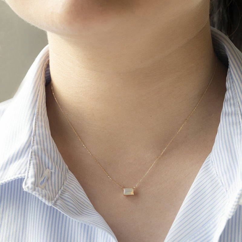 K10 YG オパール ネックレス イエローゴールド 10k 10金 レディース 彼女 妻 スクエア 10月誕生石 誕生日プレゼント