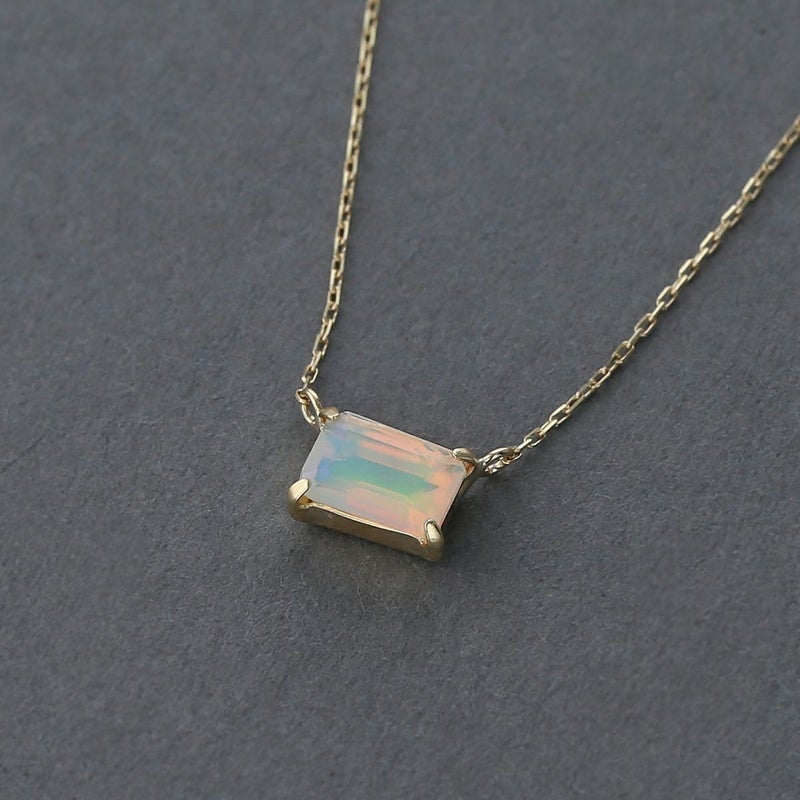K10 YG オパール ネックレス イエローゴールド 10k 10金 レディース 彼女 妻 スクエア 10月誕生石 誕生日プレゼント