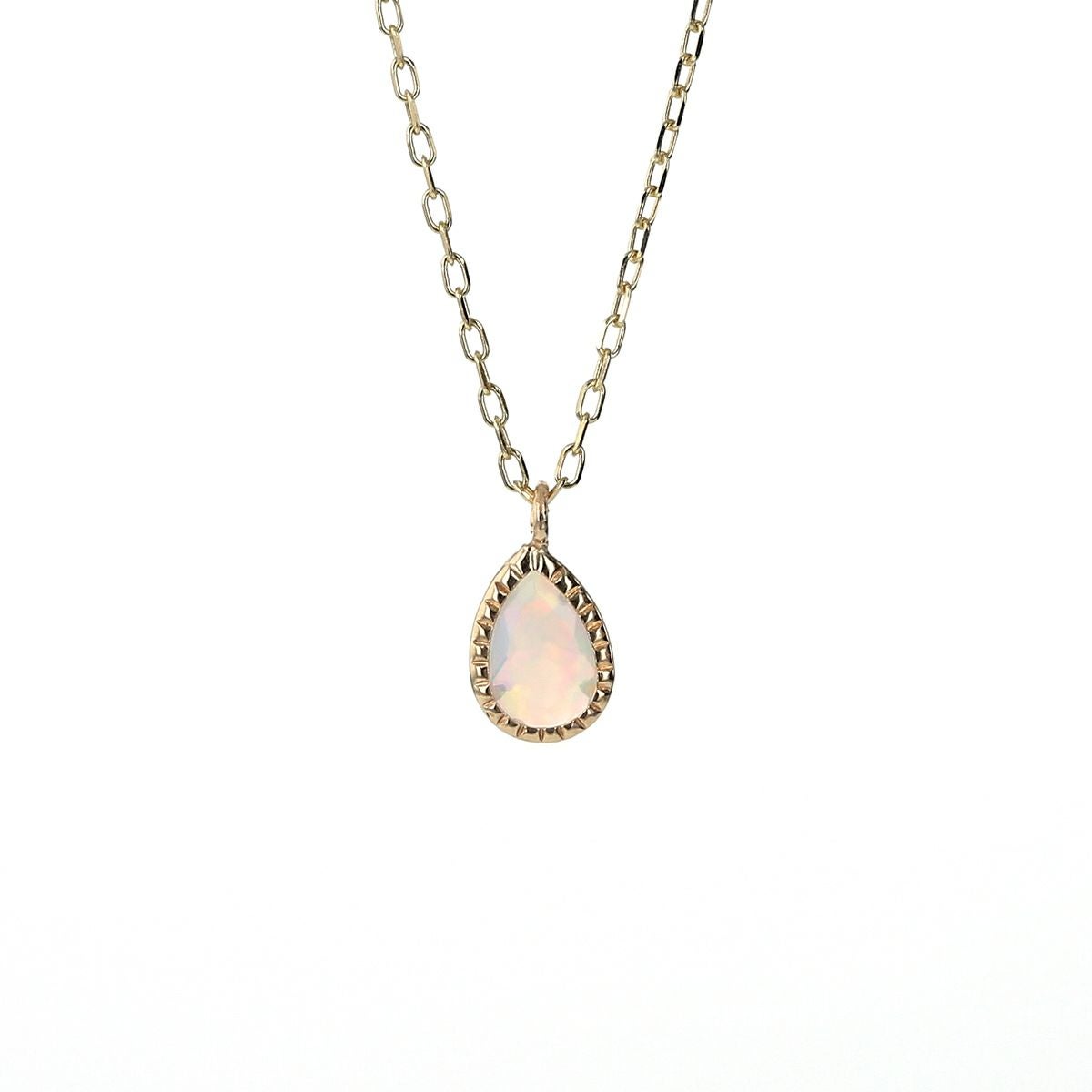 K10 YG オパール ネックレスイエローゴールド 10k 10金 レディース 彼女 妻 ペアシェイプ 10月誕生石 誕生日プレゼント ギフト