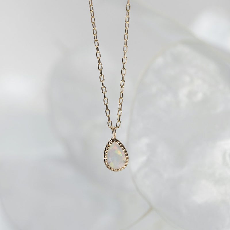 K10 YG オパール ネックレスイエローゴールド 10k 10金 レディース 彼女 妻 ペアシェイプ 10月誕生石 誕生日プレゼント ギフト