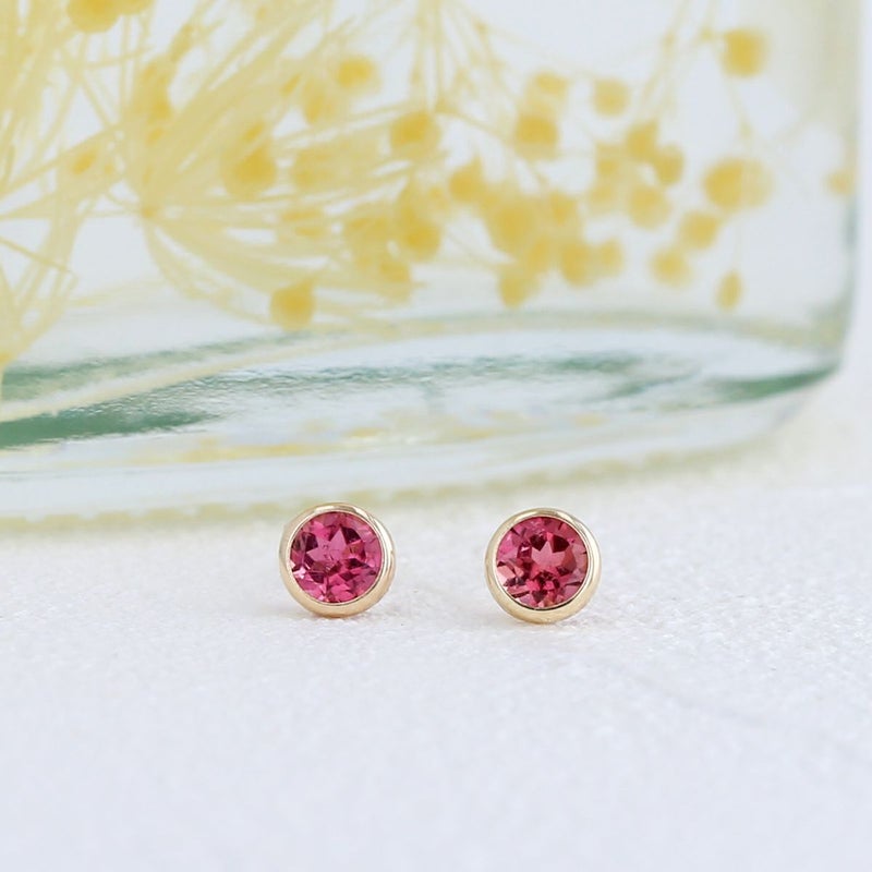 K10 YG ピンクトルマリン ピアス 1粒 10月誕生石 イエローゴールド 10金 10月 誕生石 誕生日プレゼント ギフト レディース 20代 30代 40代 10k k10 かわいい 天然石