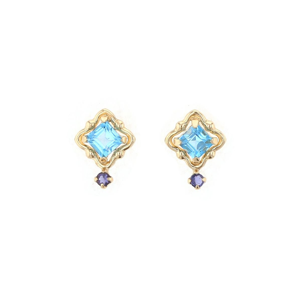 K10 YG アクアマリン ブルートパーズ アイオライト ピアス | IKEDA