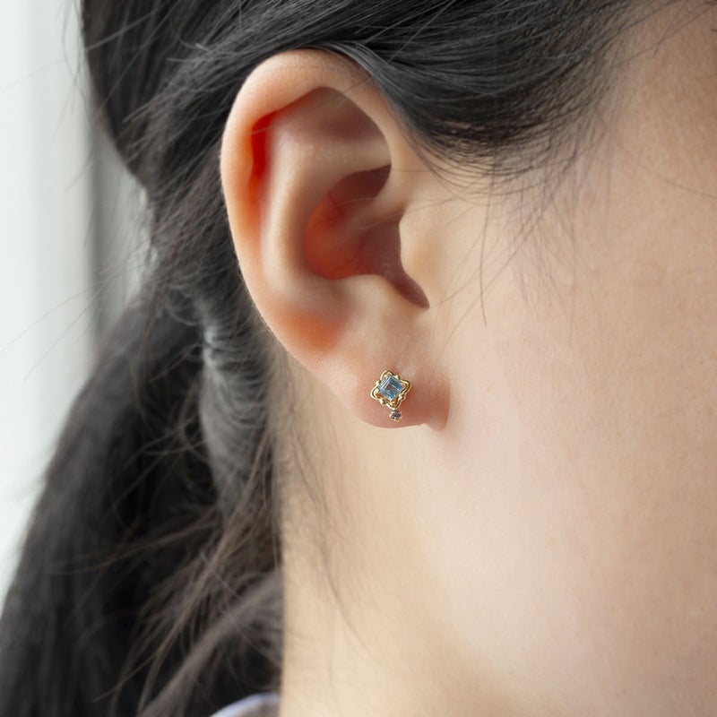 K10 YG ブルートパーズ アイオライト ピアス イエローゴールド 10金 11月 誕生石 誕生日プレゼント ギフト レディース 20代 30代 40代 10k k10 天然石 かわいい