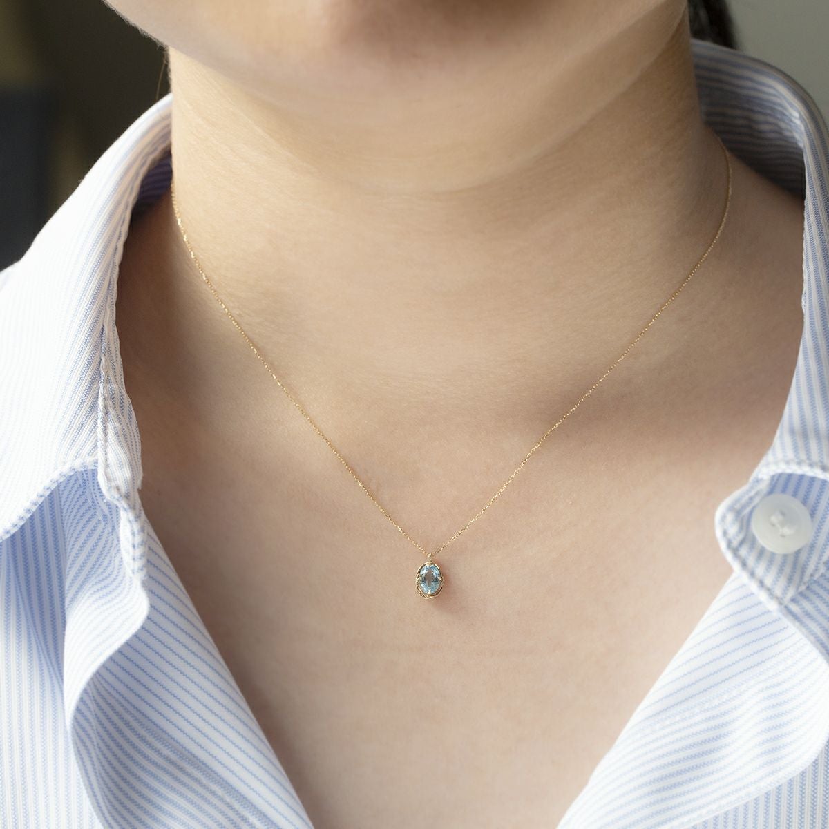 K10 YG ブルートパーズ ネックレス レディース 11月 誕生石 プレゼント 彼女 妻 30代 40代 イエローゴールド 10金 天然石