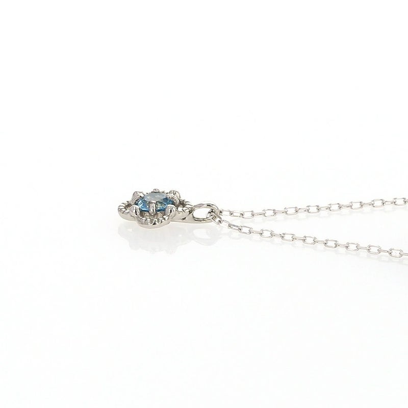 K10 WG ブルートパーズ ネックレスレディース 11月 誕生石プレゼント ギフト 彼女 妻 20代 30代 40代 ホワイトゴールド 10金 天然石 花 フラワー