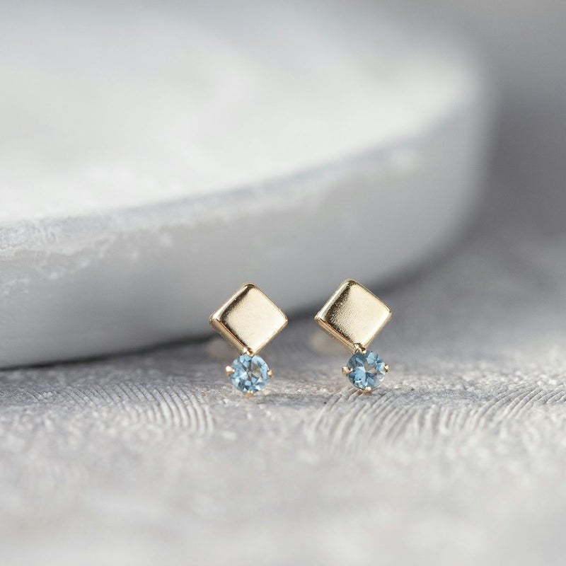 K10 YG ブルートパーズ ピアス ひし形 スクエア イエローゴールド 10金 11月 誕生石 誕生日プレゼント ギフト レディース 20代 30代 40代 10k k10 天然石