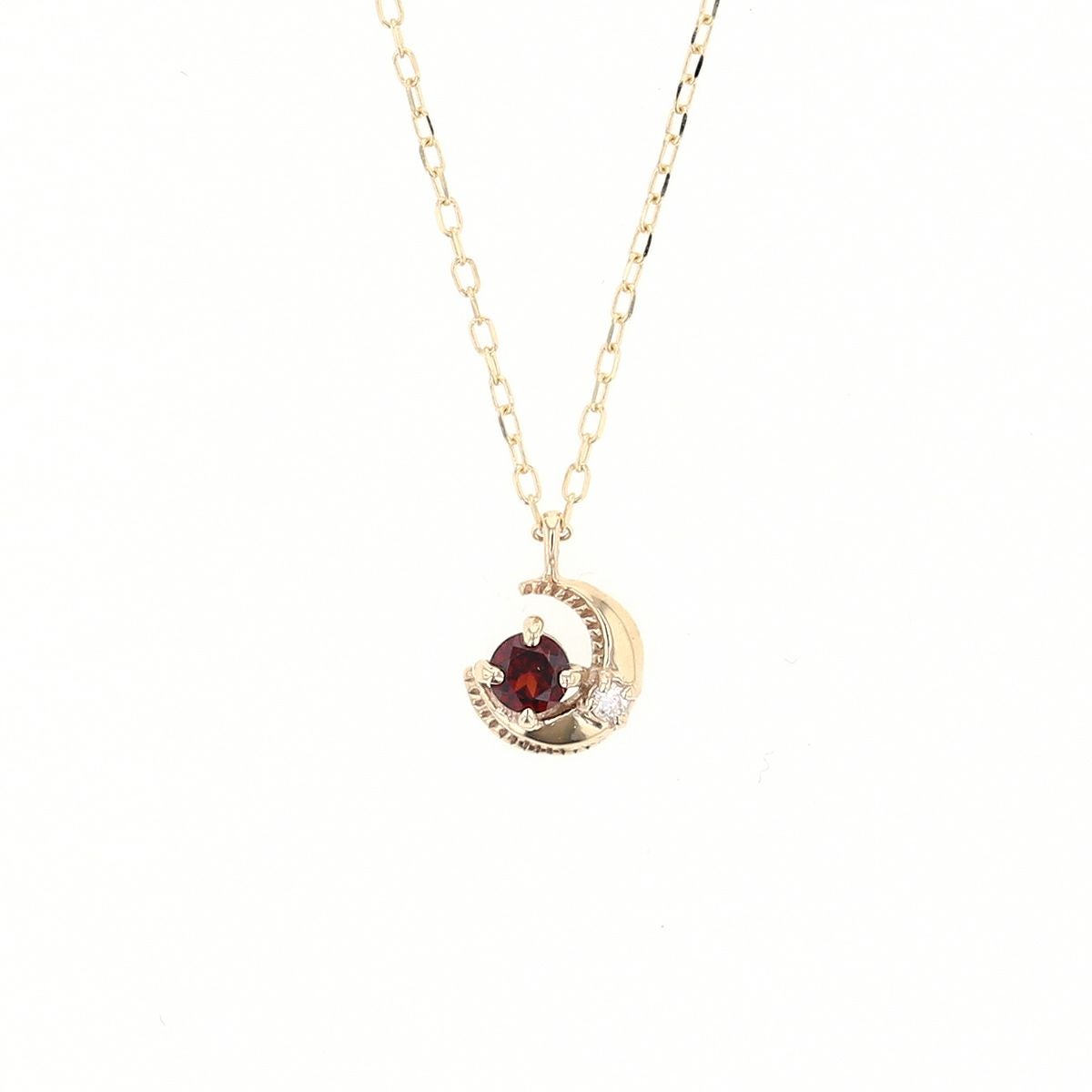 K10 YG ガーネット ネックレス 月 ムーン レディース 1月 誕生石 ダイヤモンド プレゼント 彼女 妻 20代 30代 40代 イエローゴールド 天然石