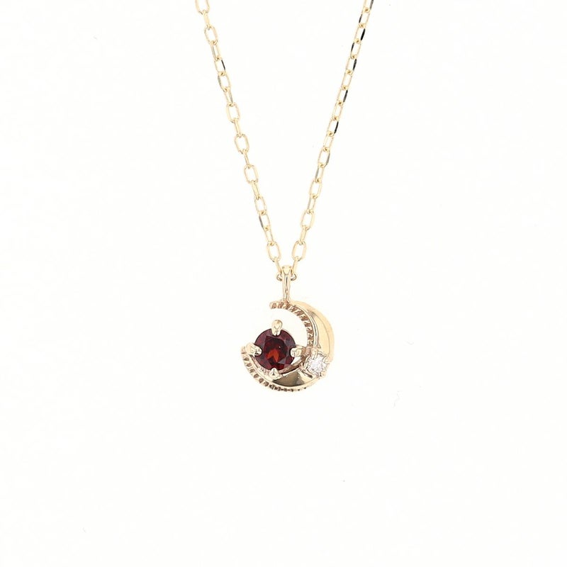 K10 YG ガーネット ネックレス 月 ムーン レディース 1月 誕生石 ダイヤモンド プレゼント 彼女 妻 20代 30代 40代 イエローゴールド 天然石