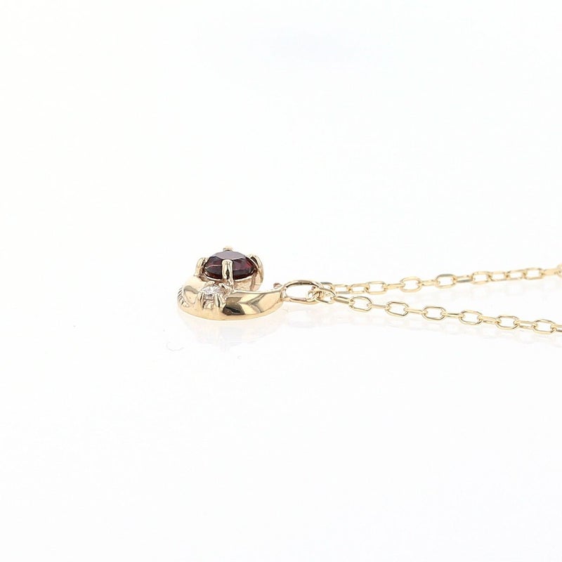 K10 YG ガーネット ネックレス 月 ムーン レディース 1月 誕生石 ダイヤモンド プレゼント 彼女 妻 20代 30代 40代 イエローゴールド 天然石
