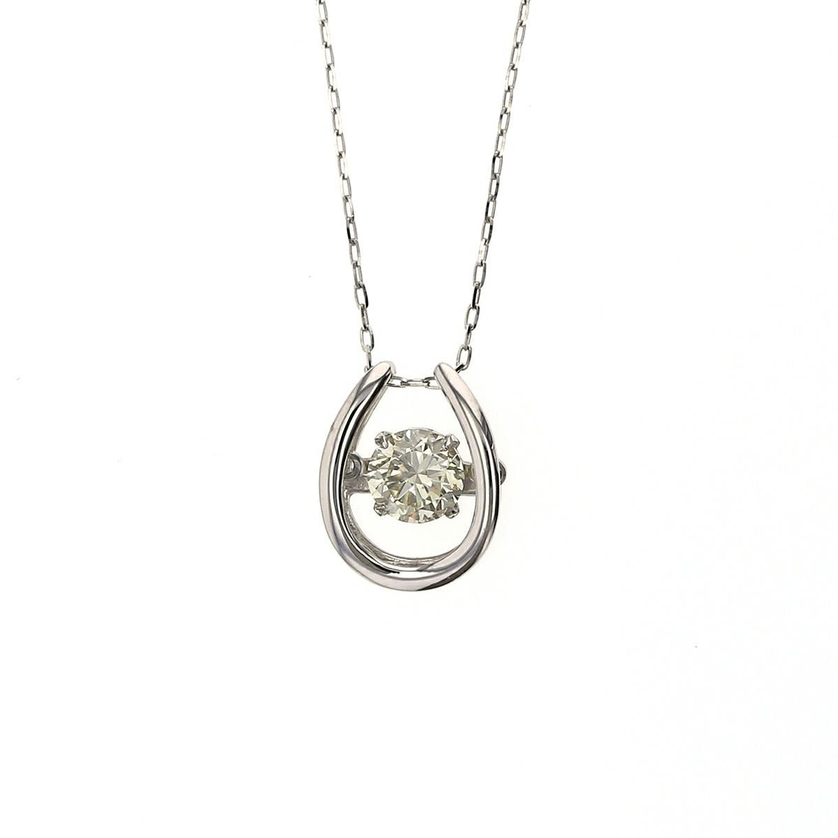 プラチナ ダイヤモンド 馬蹄 ネックレス ダンシングストーン 0.5ct