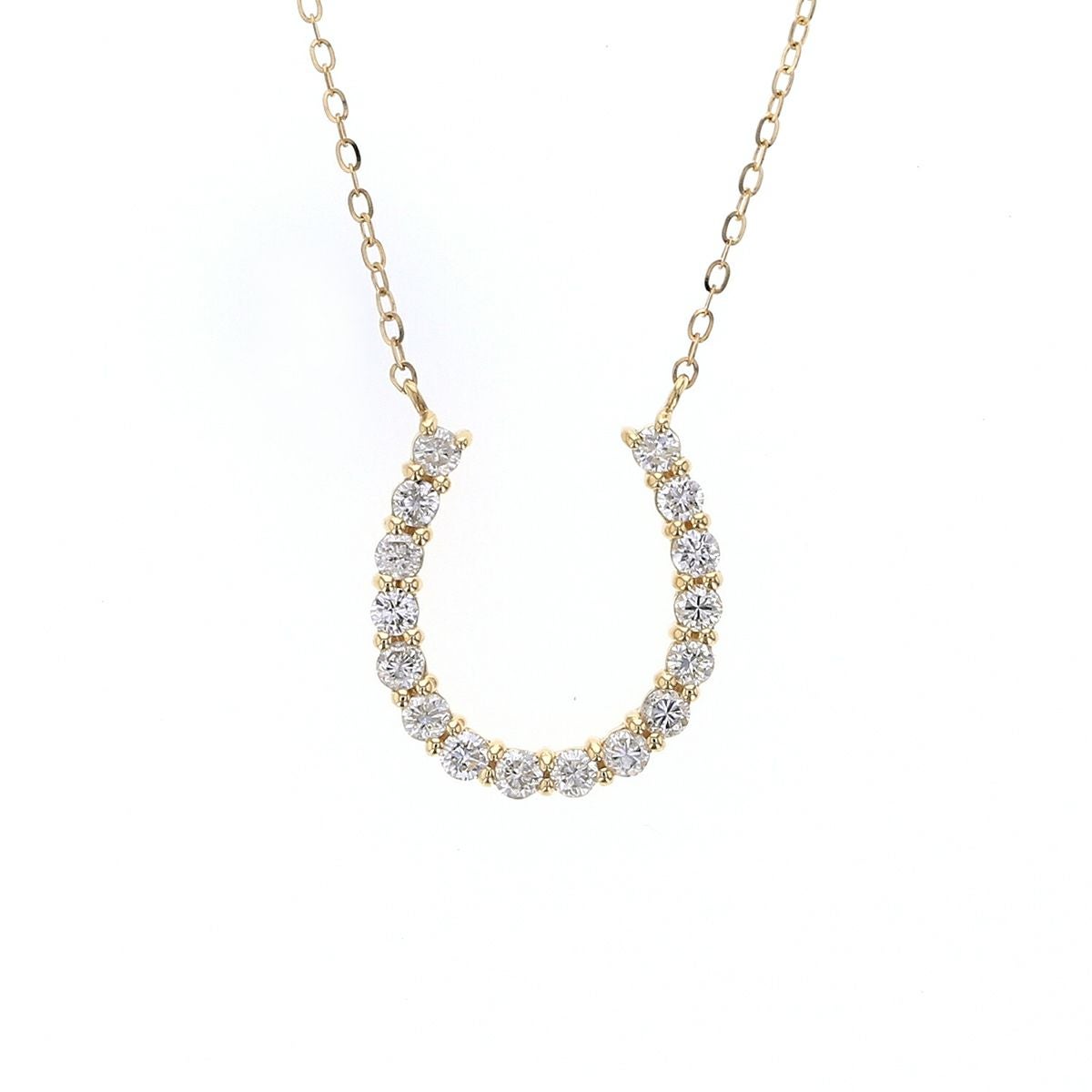 K18 YG ダイヤモンド 馬蹄 ネックレス トータル0.3ct | IKEDA