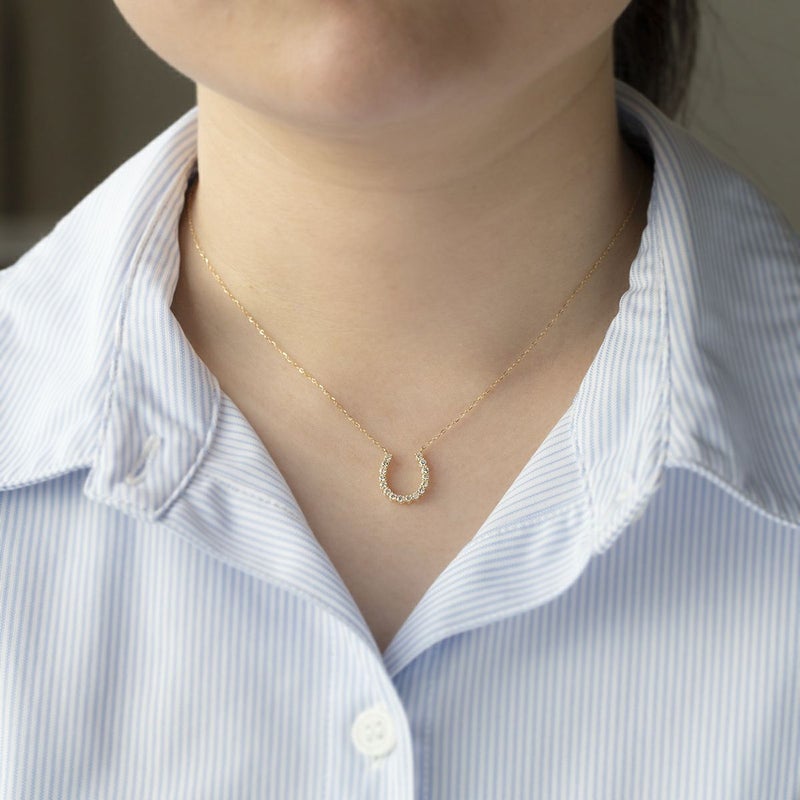 K18 YG ダイヤモンド 馬蹄 ネックレス ダイヤイエローゴールド 18K レディース 4月 誕生日プレゼント 彼女 妻 レディース 20代 30代 40代 ホースシュー 蹄