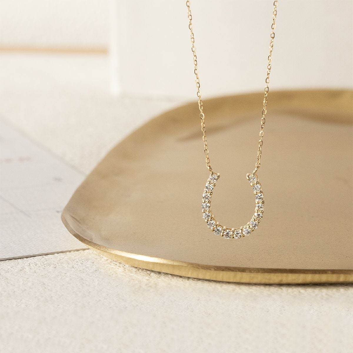 K18 YG ダイヤモンド 馬蹄 ネックレス トータル0.3ct | IKEDA