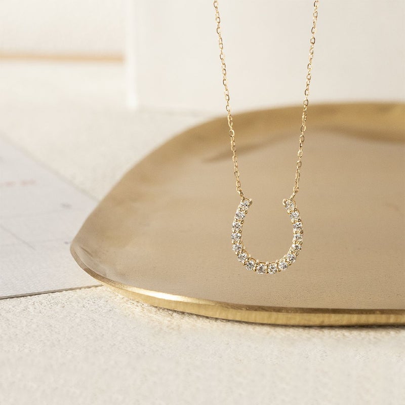 K18 YG ダイヤモンド 馬蹄 ネックレス ダイヤイエローゴールド 18K レディース 4月 誕生日プレゼント 彼女 妻 レディース 20代 30代 40代 ホースシュー 蹄