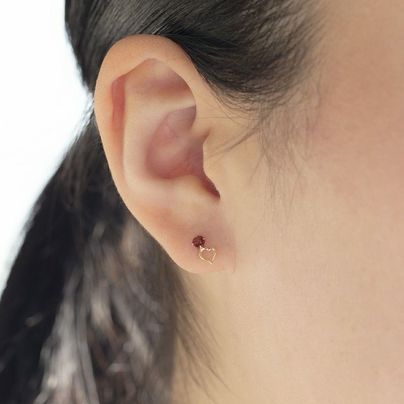 K10 YG ガーネット ピアス ハート