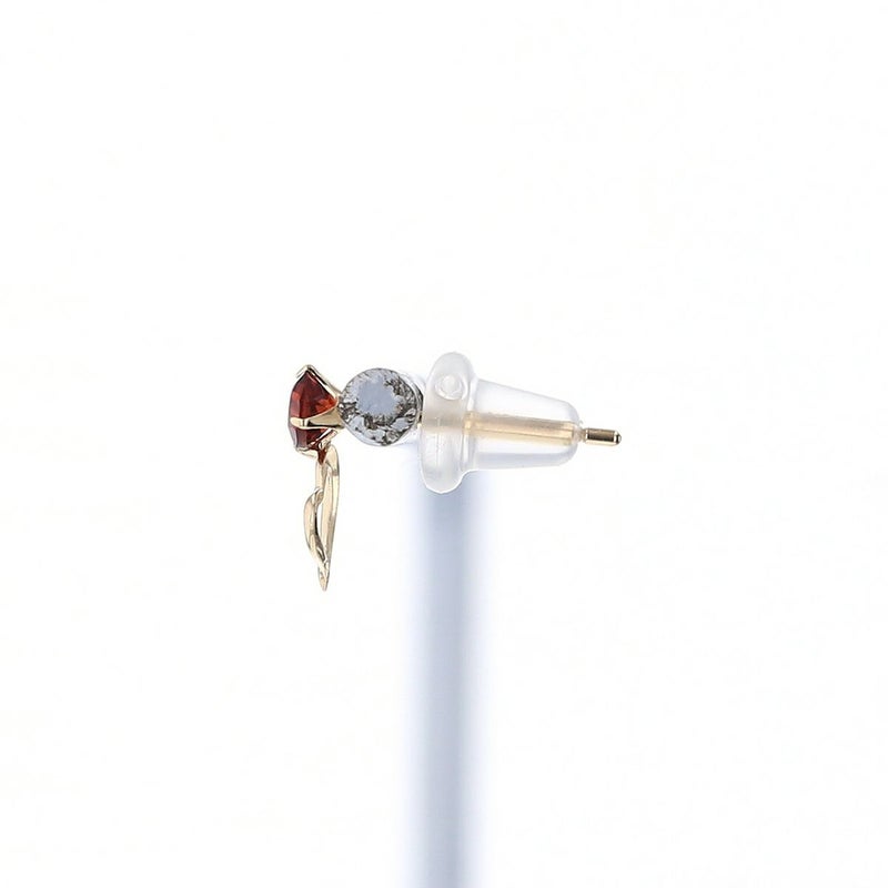 K10 YG ガーネット ピアス ハート