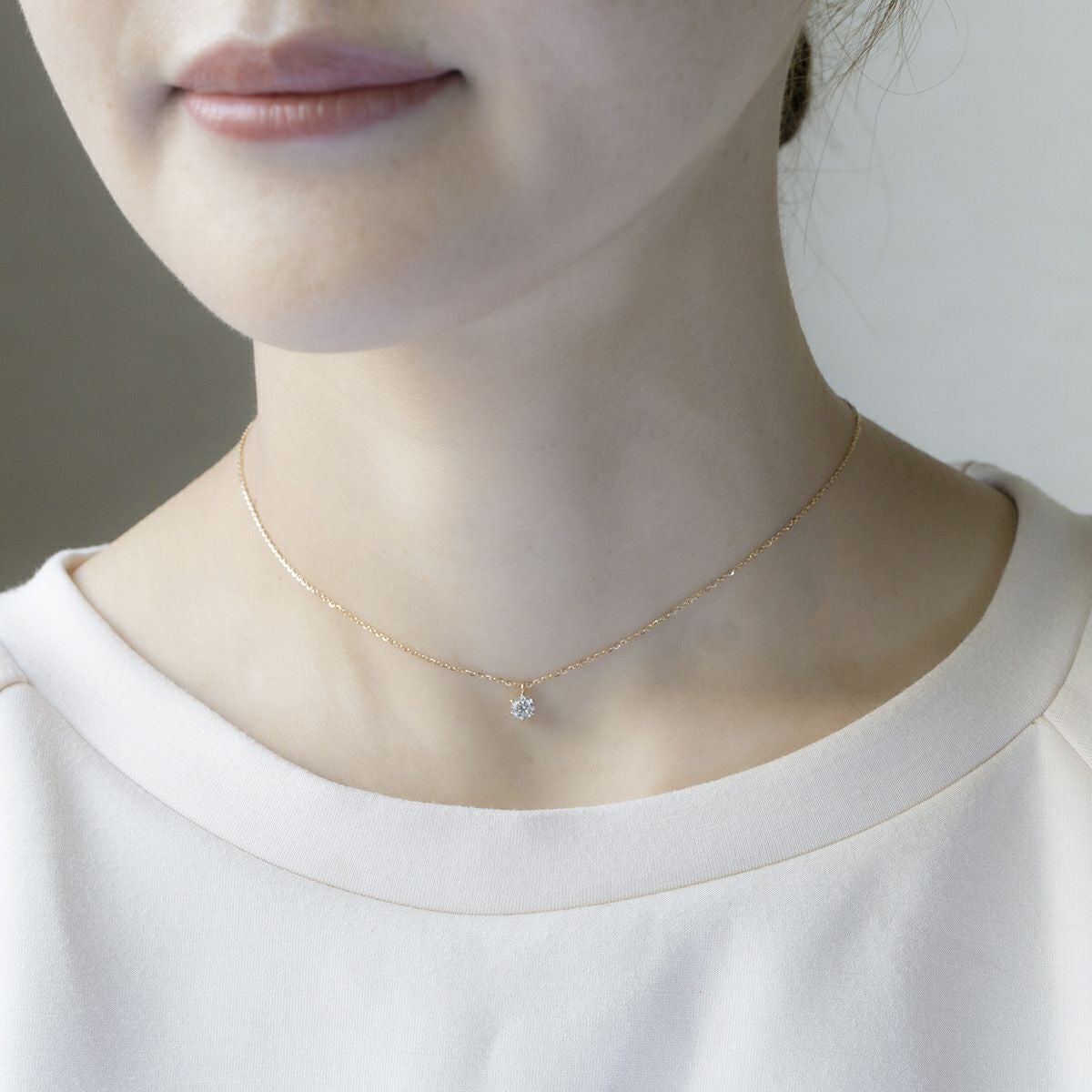 鑑定書付 K18 YG 一粒 ダイヤモンド ネックレス 0.3ct | IKEDA