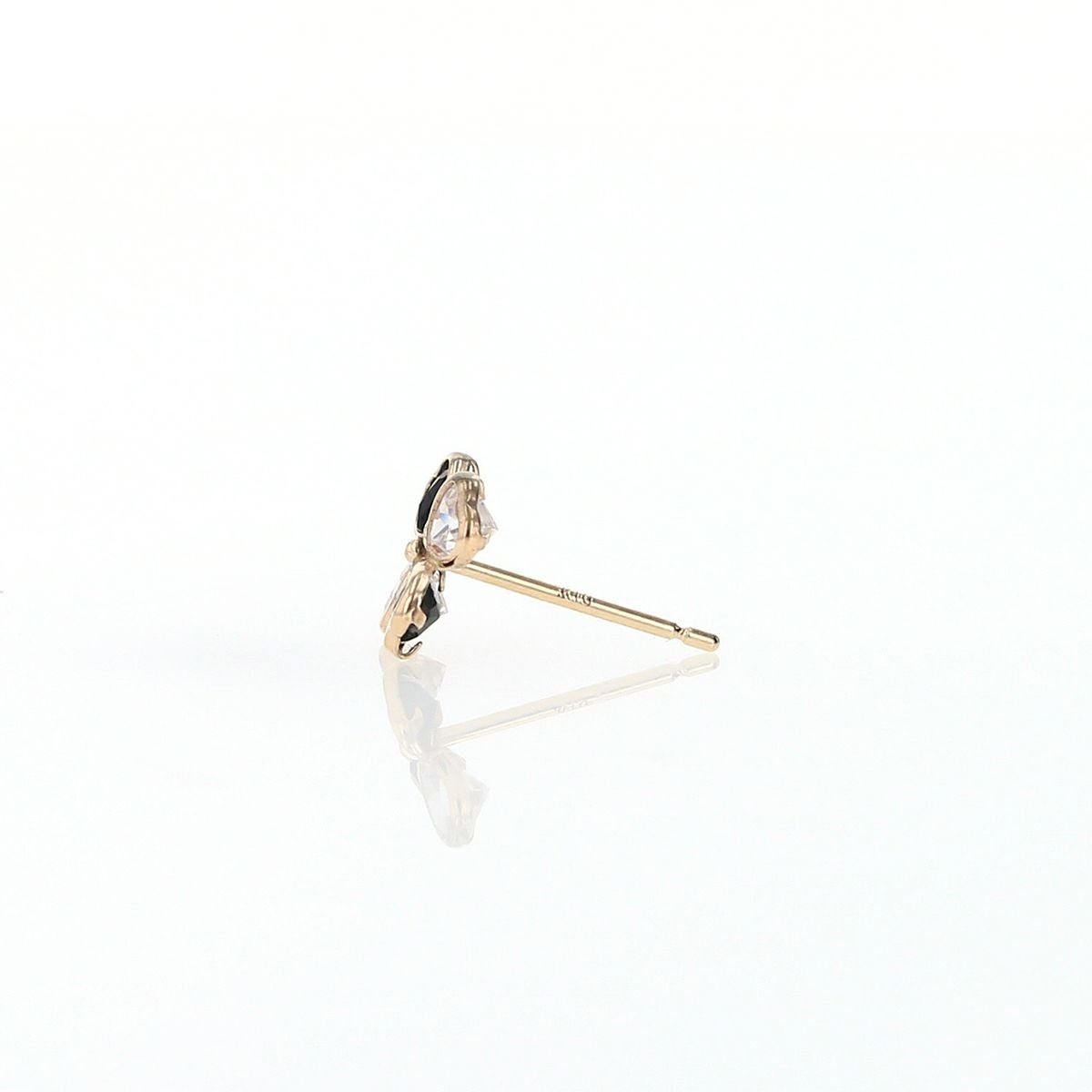 K10 YG クローバー オニキス キュービックジルコニア ピアス CZ 10k 10金 8月 誕生石 イエローゴールド レディース 彼女 誕生日プレゼント ギフト かわいい 四つ葉