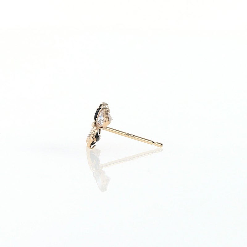 K10 YG クローバー オニキス キュービックジルコニア ピアス CZ 10k 10金 8月 誕生石 イエローゴールド レディース 彼女 誕生日プレゼント ギフト かわいい 四つ葉