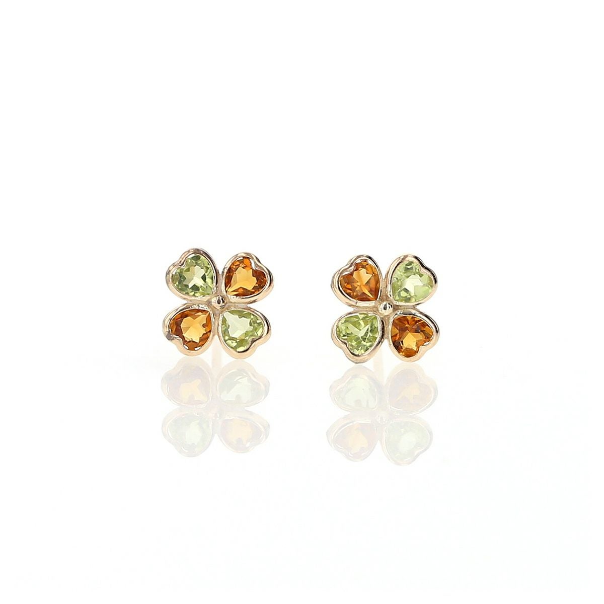 K10 YG クローバー ペリドット シトリン ピアス 10k 10金 誕生石 イエローゴールド レディース 彼女 誕生日プレゼント ギフト かわいい 四つ葉