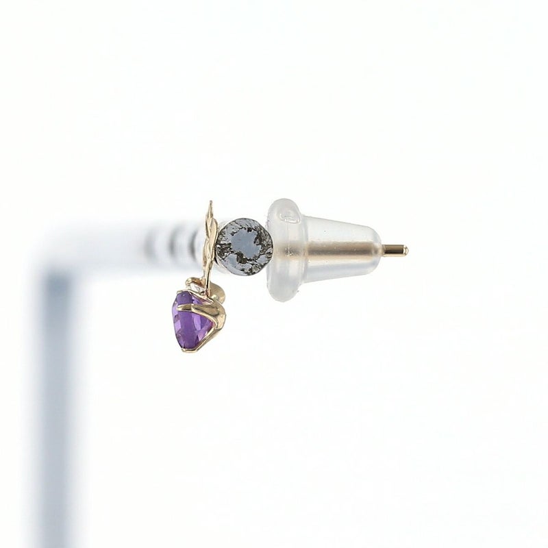 K10 YG アメジスト キュービックジルコニア ピアス 花 フラワー 2月 誕生石 イエローゴールド  レディース 彼女 妻 20代 30代 40代 誕生日 誕生日プレゼント ギフト