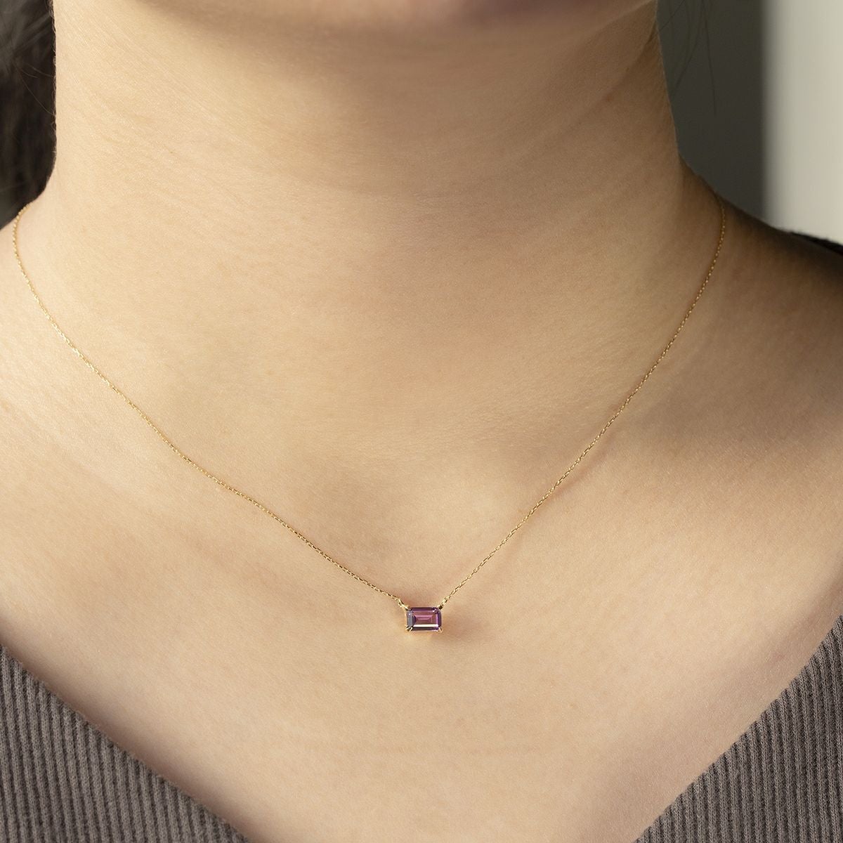 K10 YG アメジスト ネックレス スクエア