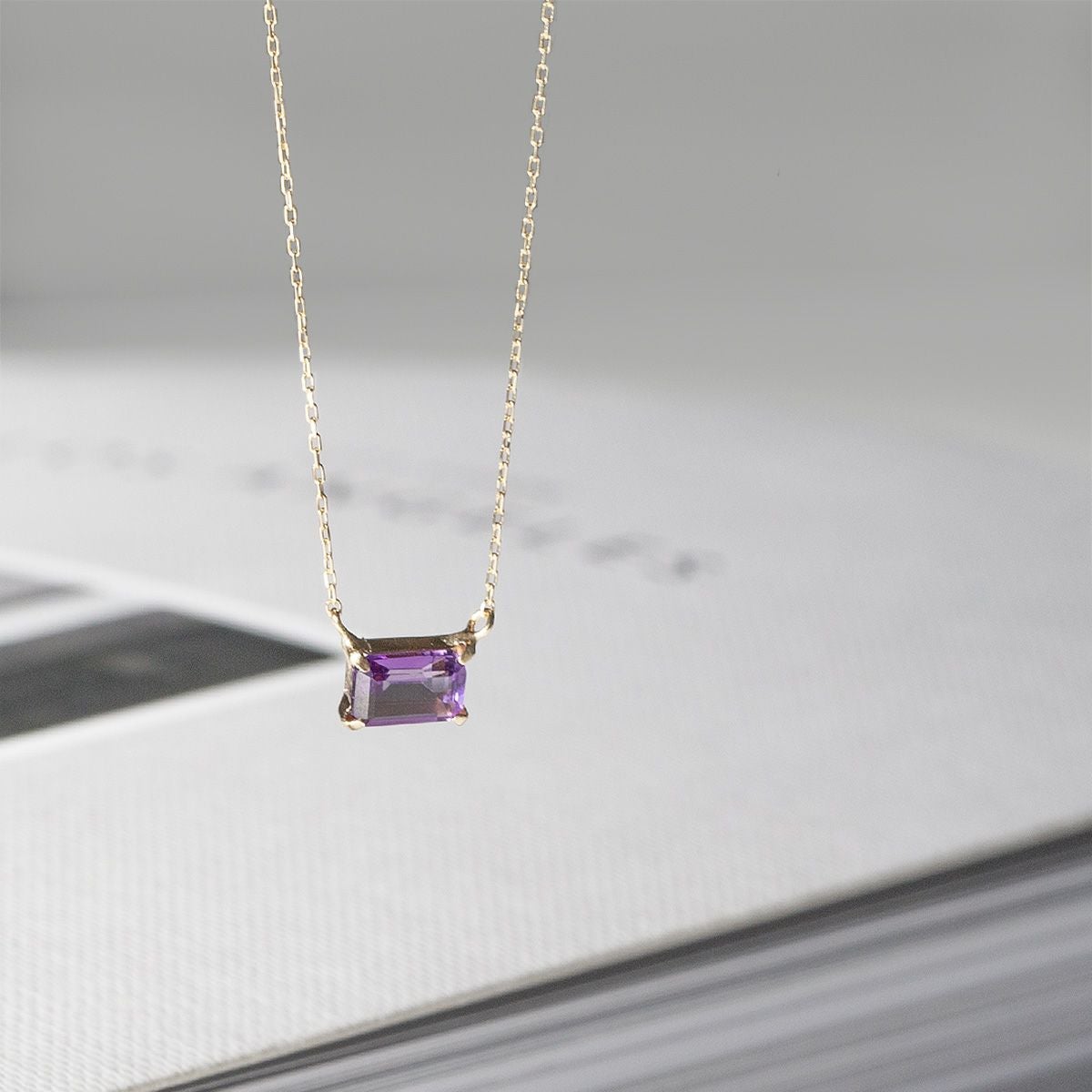 K10 YG アメジスト ネックレス スクエア