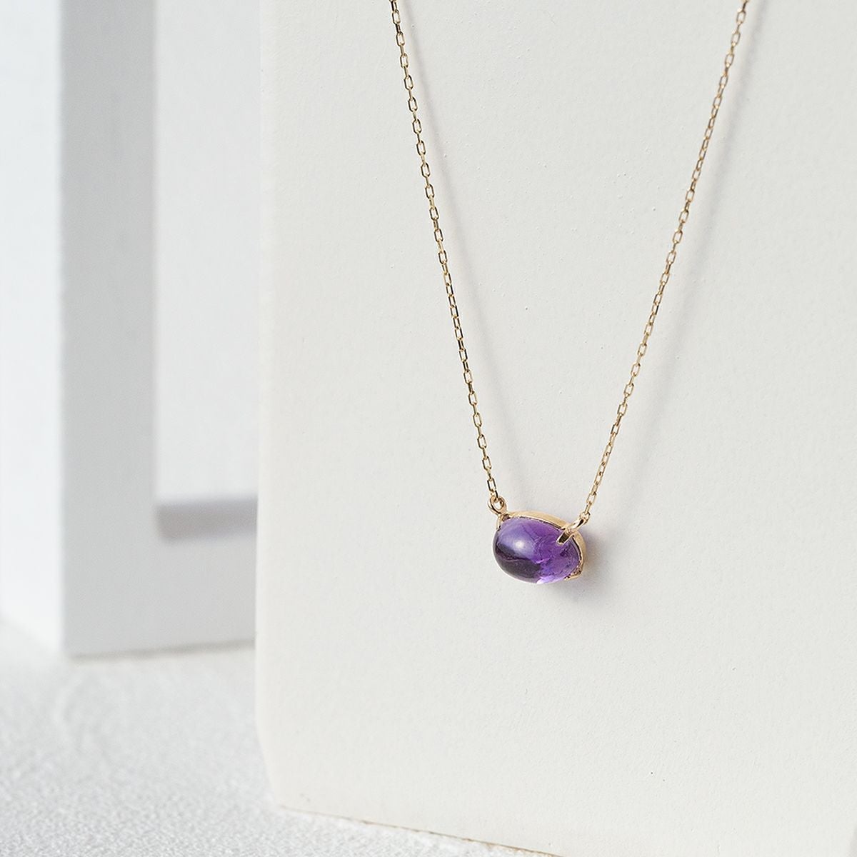 K10 YG アメジスト ネックレス オーバル