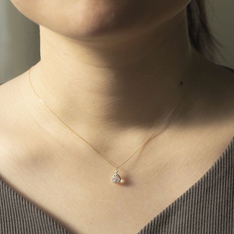 K10 YG アメジスト キューピックジルコニア ネックレス