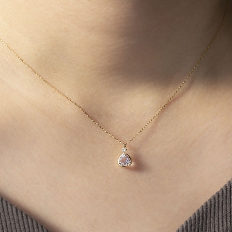 K10 YG アメジスト キューピックジルコニア ネックレス