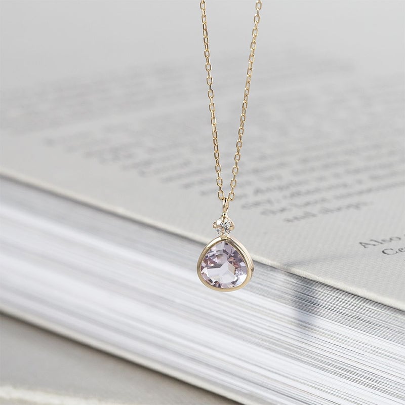 K10 YG アメジスト キューピックジルコニア ネックレス