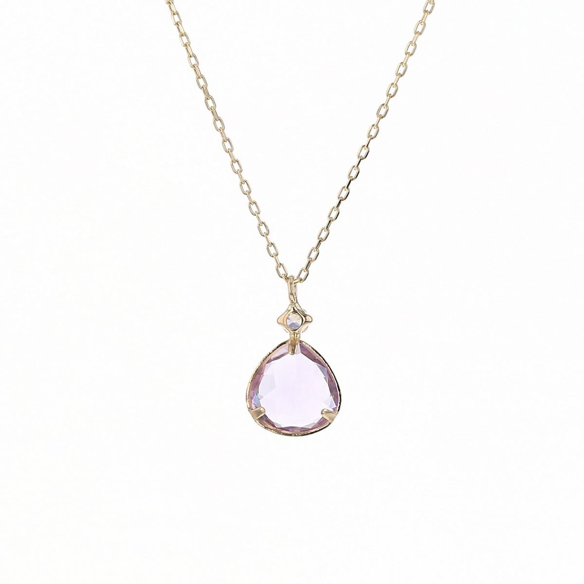 K10 YG アメジスト キューピックジルコニア ネックレス